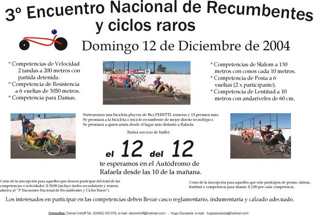 3º ENCUENTRO NACIONAL DE RECUMBENTES Y CICLOS RAROS