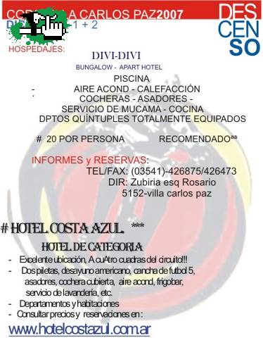hospedajes copa carlos paz 2007
