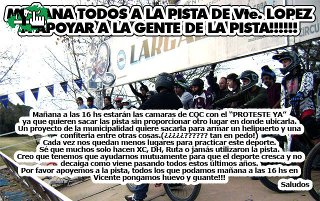 Martes 23 - 16hs. TODOS a la PISTA de Vte.LOPEZ