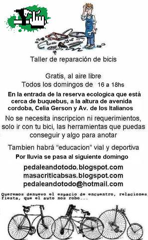 Taller gratuito y al aire libre sobre reparacion de bicis