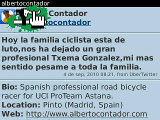 Alberto Contador informa desde Twitter - Vuelta de España