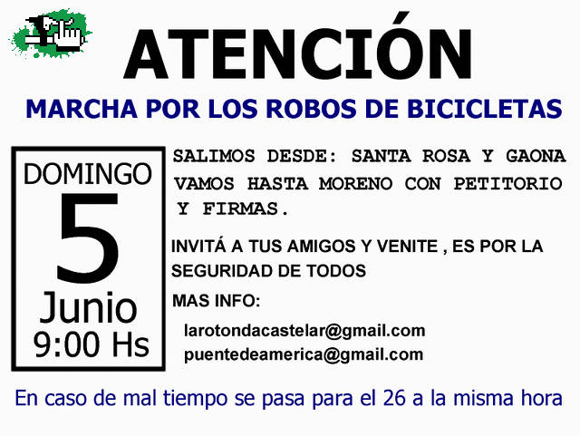 ATENCIÓN !!!! Marcha por los robos de bikes ..