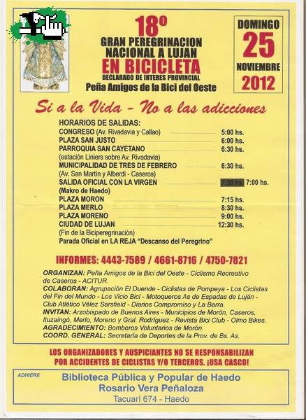 peregrinacion a lujan en bici