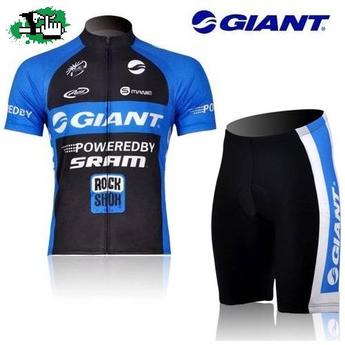 Casacas, jersey,  remeras de ciclismo Indumentaria Conjunto Corto Ciclismo Mountain Bike - BADANA GEL - Motivo Giant Team