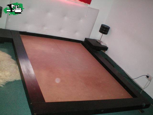 PERMUTO Cama De Diseo Minimalista - 2 Plazas - + 2 Mesas De Luz