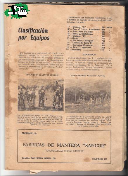 Clasificacion por equipo vuelta del litoral ao 1967 