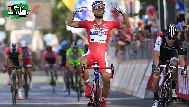 Giro de Italia 2014...Etapa 10...Gana francés Nacer Bouhanni..Líder: Cadel Evans.