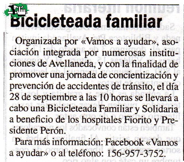Bicicleteada solidaria - Avellaneda