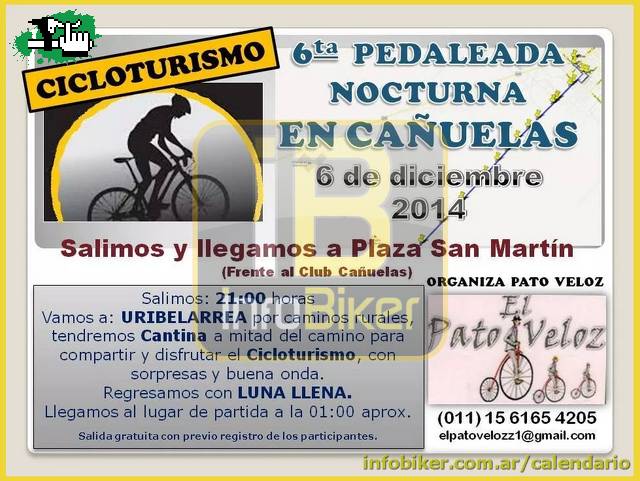 6ta Pedaleada Nocturna en Cañuelas