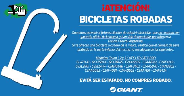 Bicicletas Giant nuevas Robadas