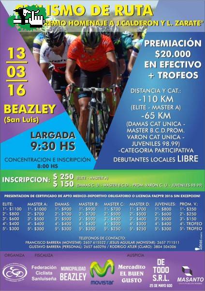 CICLISMO DE RUTA: Gran Premio Homenaje a J. Caldern y L. Zrate