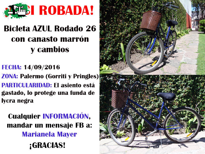 BICI AZUL R26 ROBADA - Palermo