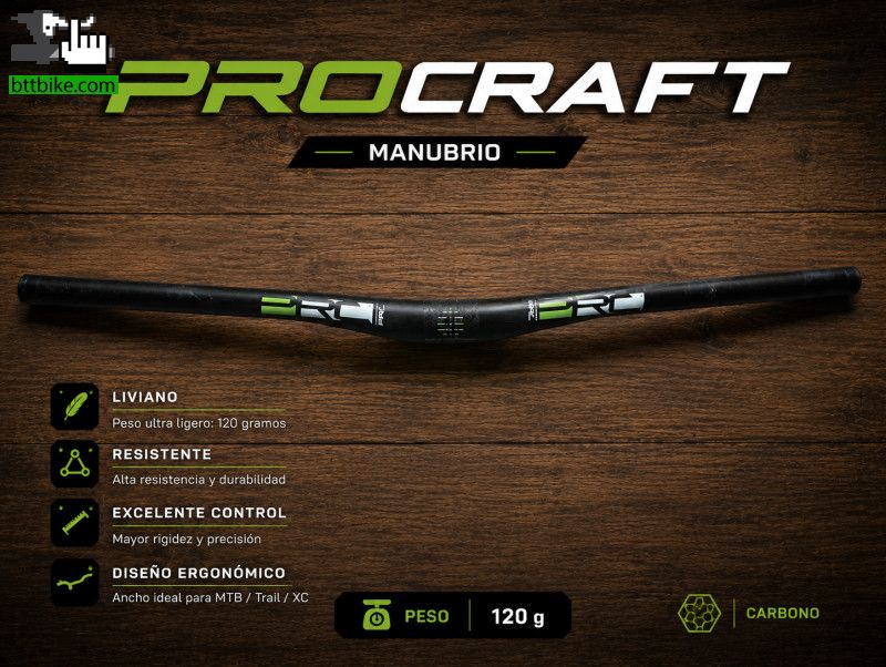 Manubrio carbono PROCRAFT RECTO 31.8 de foxy2007 Manillar, Manubrio,Puños, Cuernitos Manubrio carbono PROCRAFT RECTO 31.8