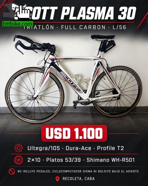 Scott Plasma 30 triatlón full carbon talle L/56 – USD 1.100 de Tomivila Bicicletas de triatlon Scott Plasma 30 triatlón full carbon talle L/56 – USD 1.100
